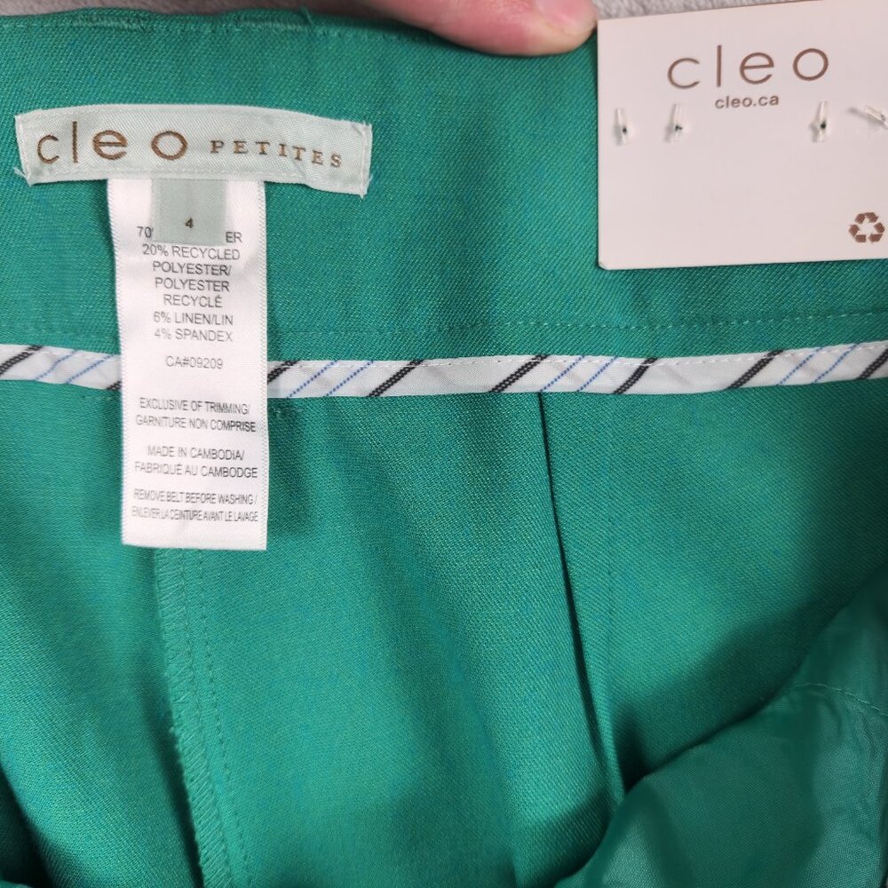 NWOT Cleo Petites Green Slim Ankle Pants Size 4 - Picture 4 of 9